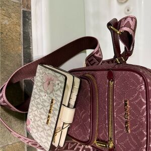 Michael Kors Burgundy and Cream Crossbody Bag Duo